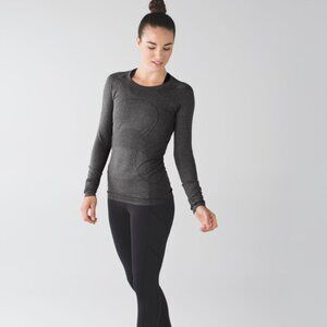 Lululemon Swiftly Tech Long Sleeve Crew Heathered Black size 2